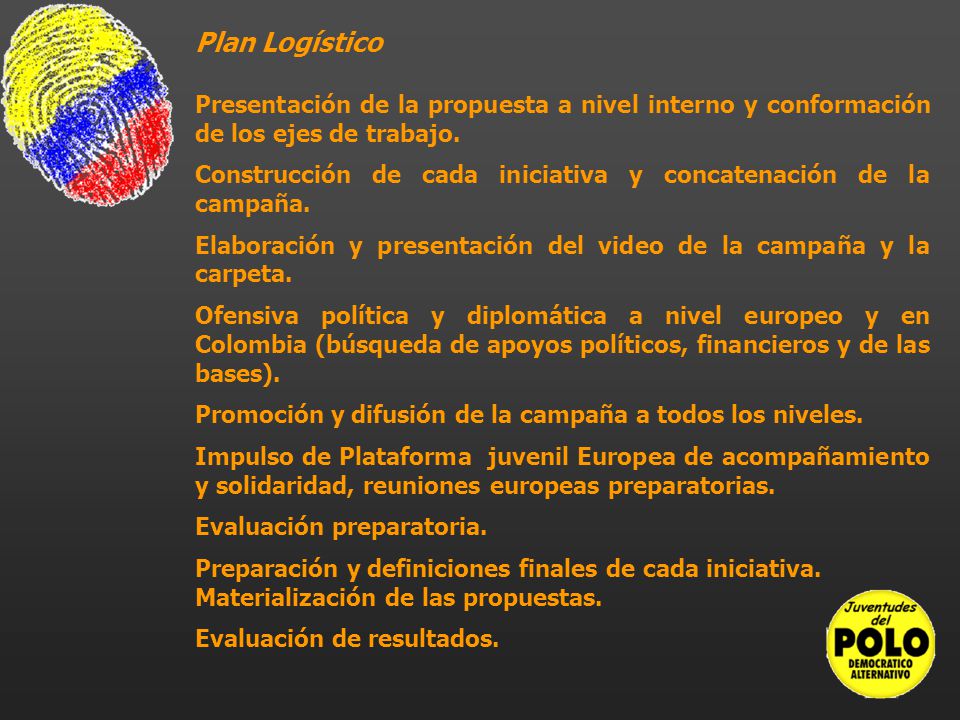 Plan Logístico Presentación de la propuesta a nivel interno y conformación de los ejes de trabajo.