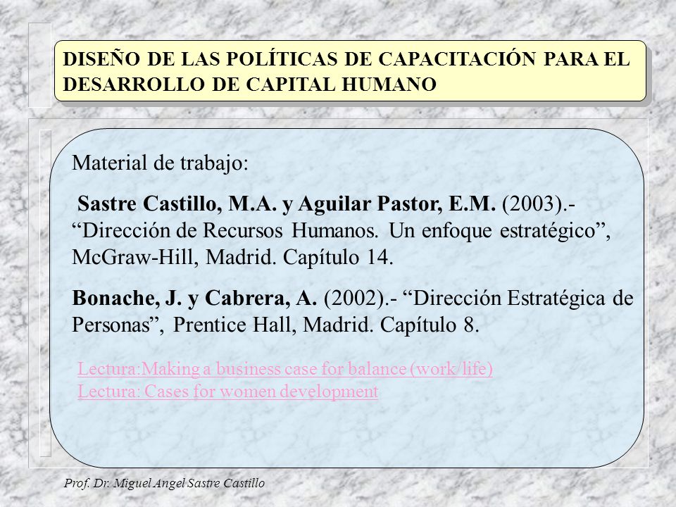 DISEÑO DE LAS POLÍTICAS DE CAPACITACIÓN PARA EL DESARROLLO DE CAPITAL HUMANO