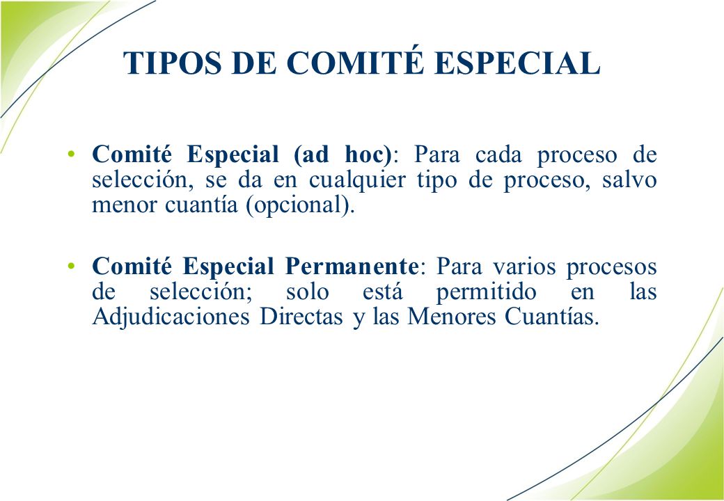 TIPOS DE COMITÉ ESPECIAL