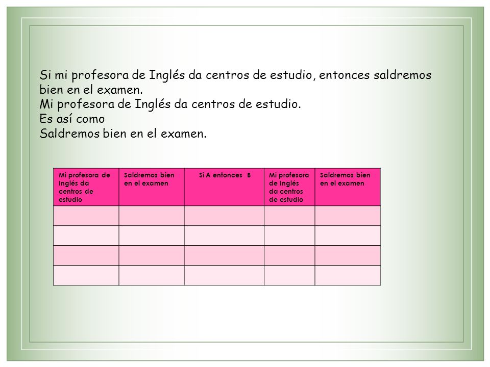 Mi profesora de Inglés da centros de estudio. Es así como