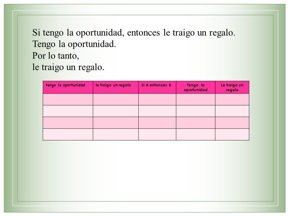 Si tengo la oportunidad, entonces le traigo un regalo.
