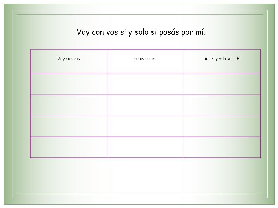 Voy con vos si y solo si pasás por mí.