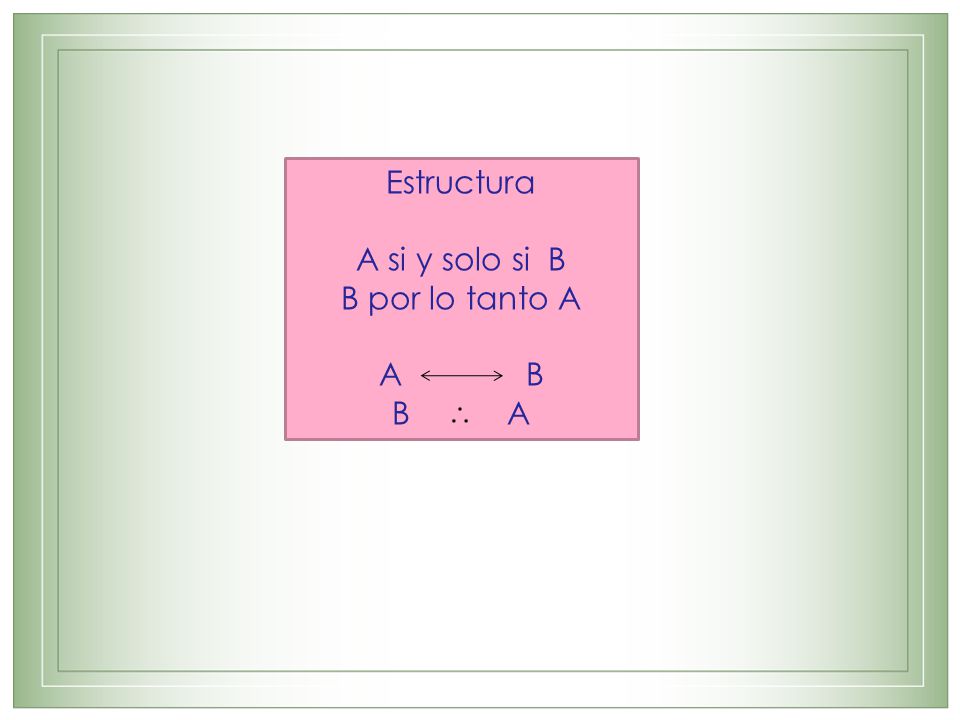 Estructura A si y solo si B B por lo tanto A A B B A