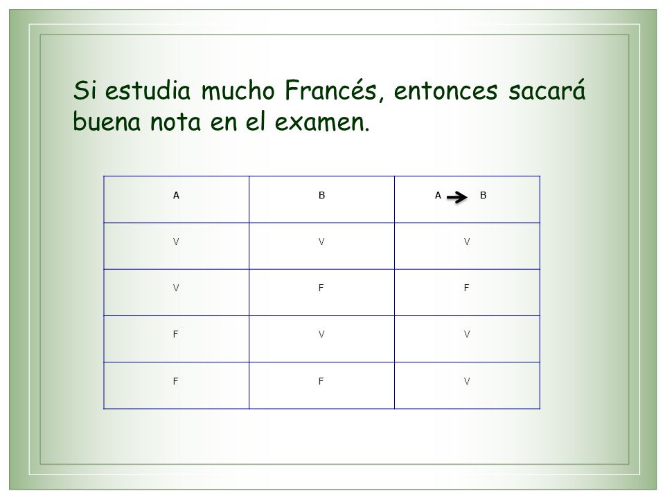 Si estudia mucho Francés, entonces sacará buena nota en el examen.