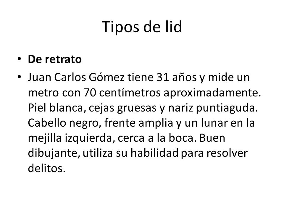 Tipos de lid De retrato.