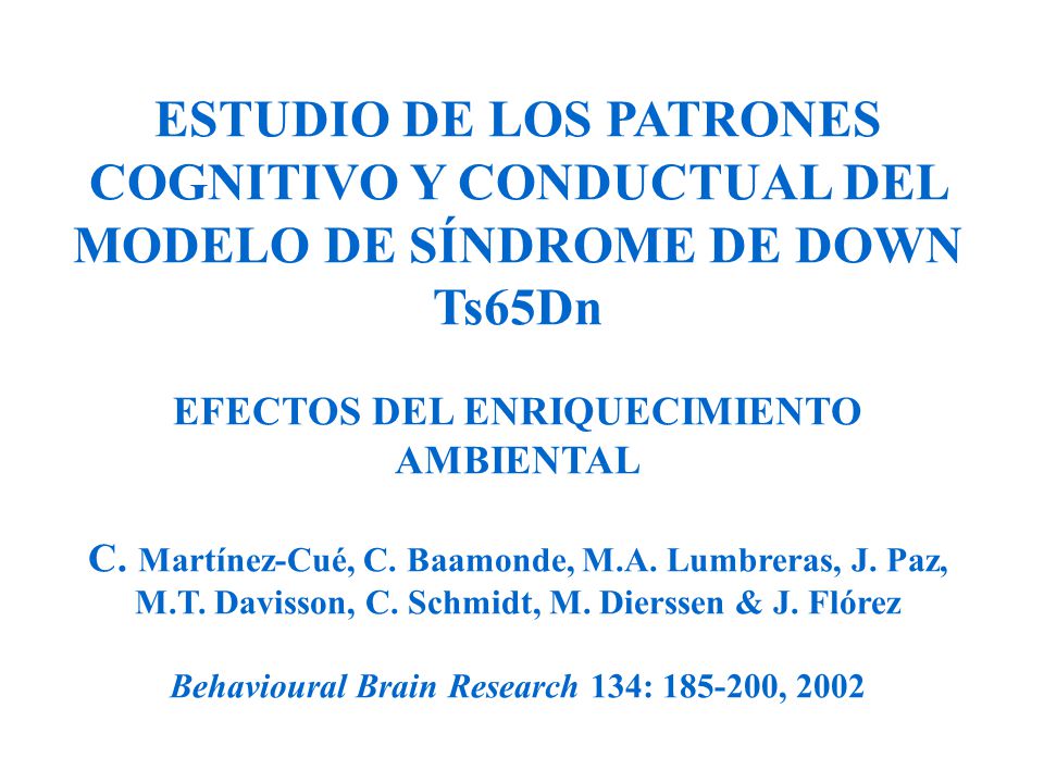 ESTUDIO DE LOS PATRONES COGNITIVO Y CONDUCTUAL DEL MODELO DE SÍNDROME DE DOWN Ts65Dn EFECTOS DEL ENRIQUECIMIENTO AMBIENTAL C.