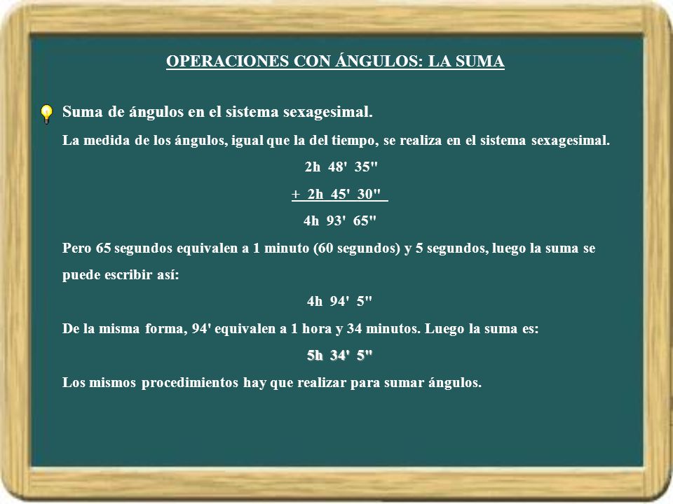 OPERACIONES CON ÁNGULOS: LA SUMA