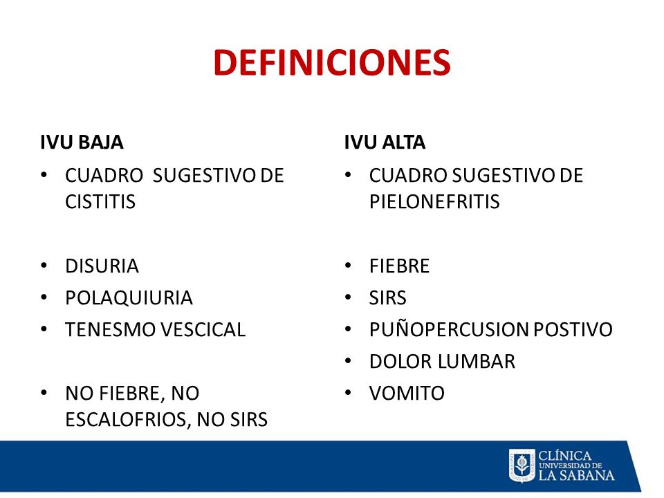 DEFINICIONES IVU BAJA IVU ALTA CUADRO SUGESTIVO DE CISTITIS DISURIA