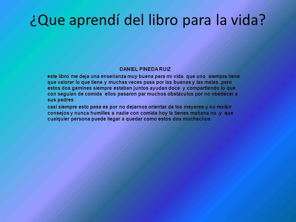 ¿Que aprendí del libro para la vida