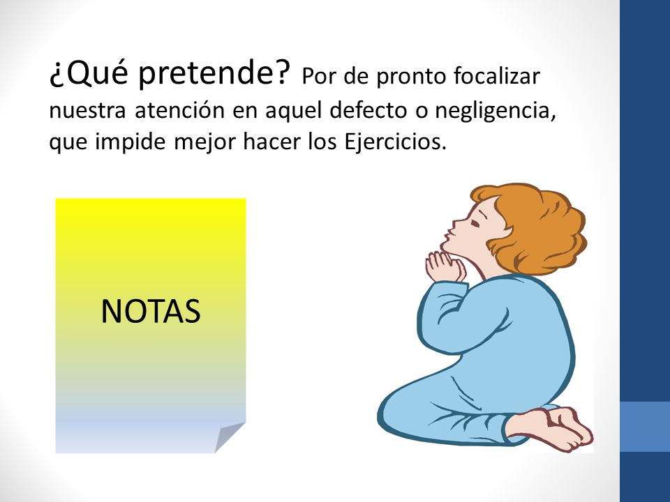 ¿Qué pretende Por de pronto focalizar nuestra atención en aquel defecto o negligencia, que impide mejor hacer los Ejercicios.