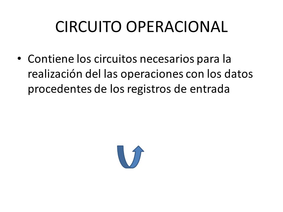 CIRCUITO OPERACIONAL Contiene los circuitos necesarios para la realización del las operaciones con los datos procedentes de los registros de entrada.