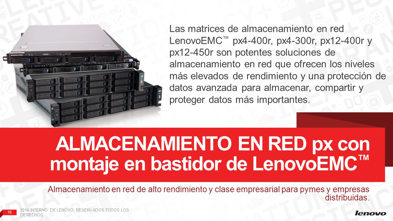 Almacenamiento en red px con montaje en bastidor de LenovoEMC™