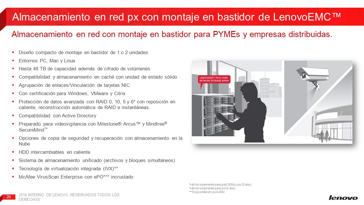 Almacenamiento en red px con montaje en bastidor de LenovoEMC™