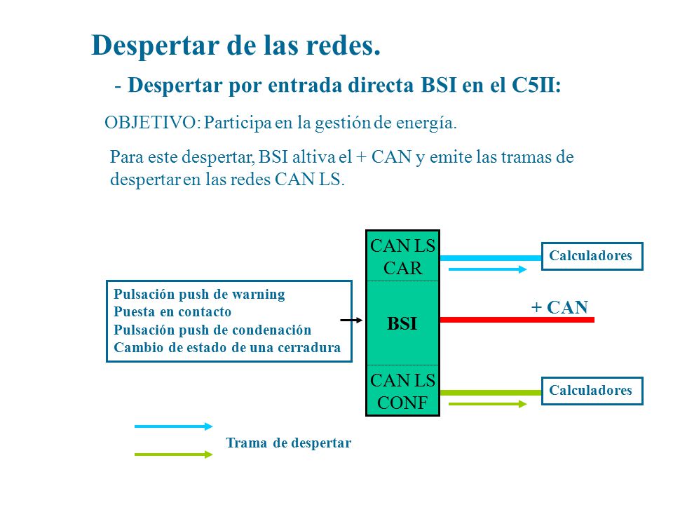 Despertar de las redes. Despertar por entrada directa BSI en el C5II: