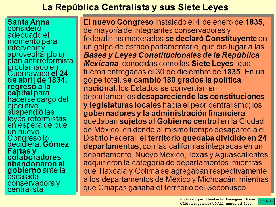 La República Centralista y sus Siete Leyes