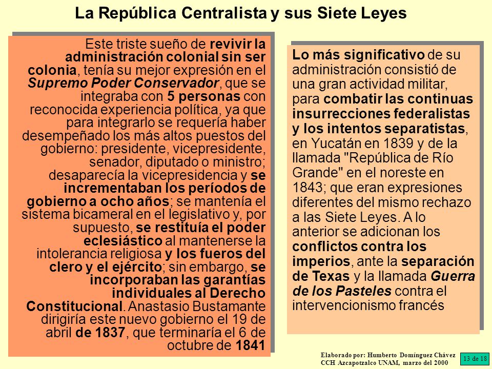 La República Centralista y sus Siete Leyes