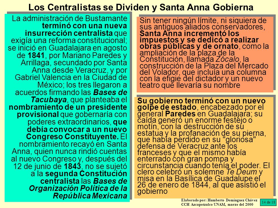 Los Centralistas se Dividen y Santa Anna Gobierna
