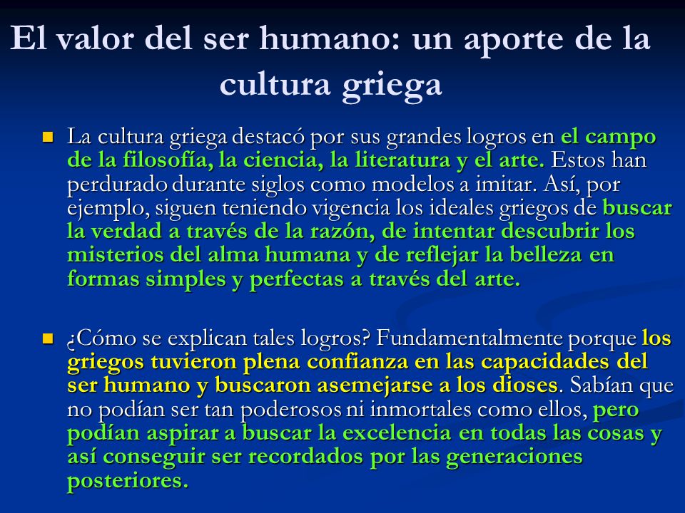 El valor del ser humano: un aporte de la cultura griega