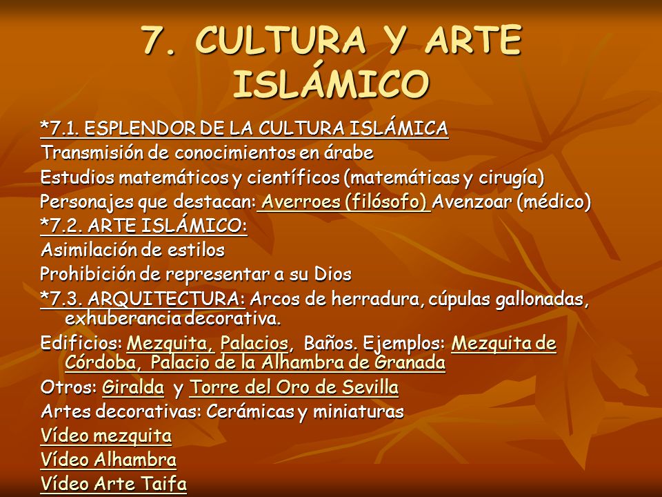 7. CULTURA Y ARTE ISLÁMICO