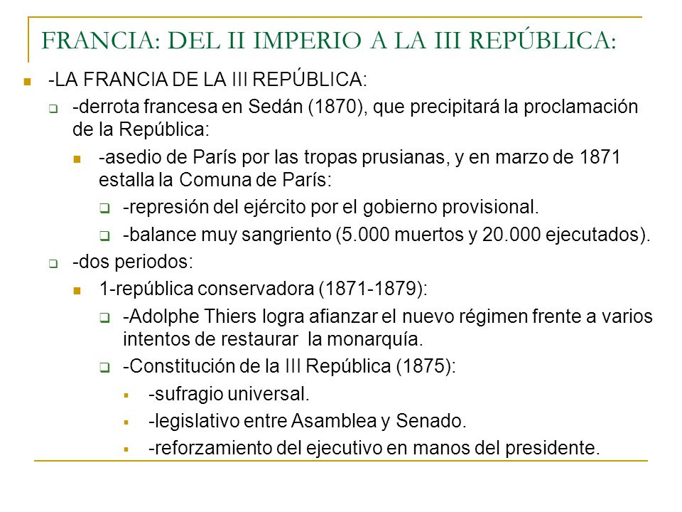 FRANCIA: DEL II IMPERIO A LA III REPÚBLICA: