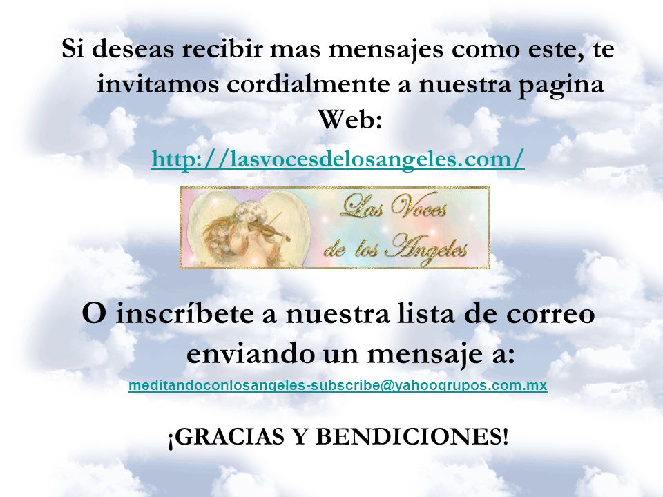 O inscríbete a nuestra lista de correo enviando un mensaje a: