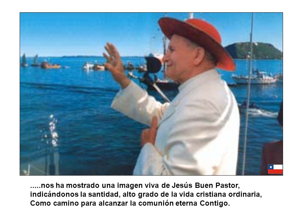 .....nos ha mostrado una imagen viva de Jesús Buen Pastor, indicándonos la santidad, alto grado de la vida cristiana ordinaria, Como camino para alcanzar la comunión eterna Contigo.