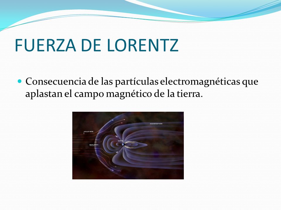 FUERZA DE LORENTZ Consecuencia de las partículas electromagnéticas que aplastan el campo magnético de la tierra.