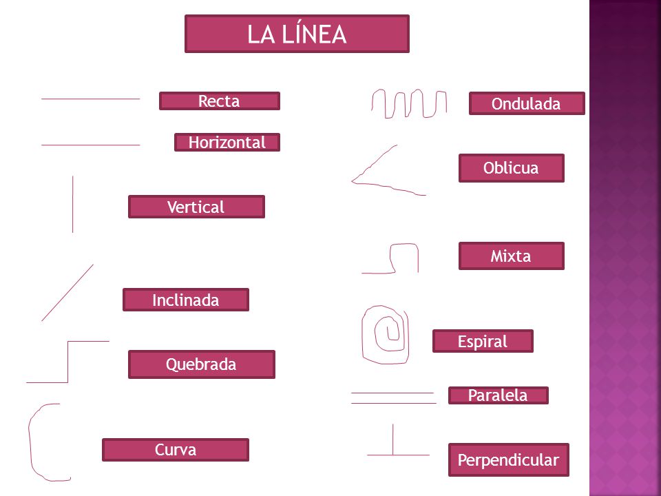 LA LÍNEA Recta Ondulada Horizontal Oblicua Vertical Mixta Inclinada