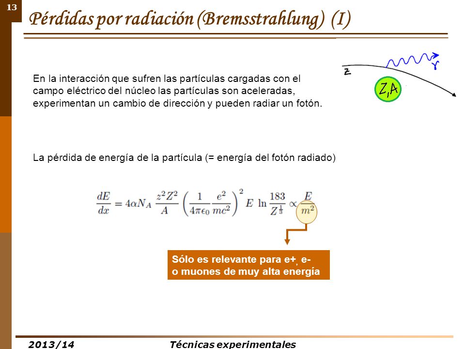 Pérdidas por radiación (Bremsstrahlung) (I)