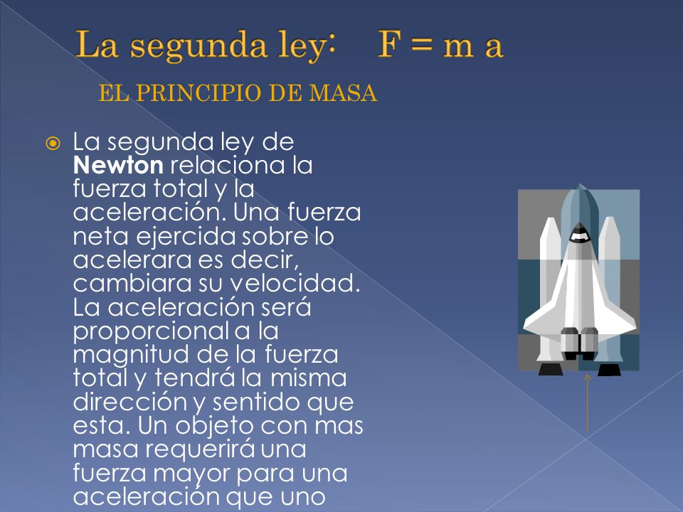 La segunda ley: F = m a EL PRINCIPIO DE MASA.