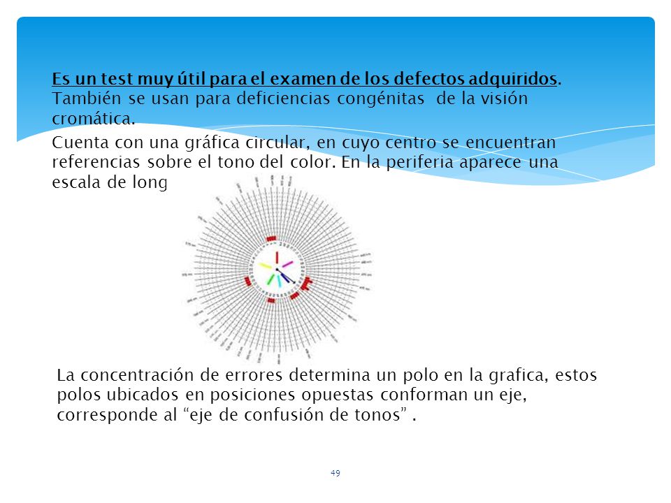 Es un test muy útil para el examen de los defectos adquiridos