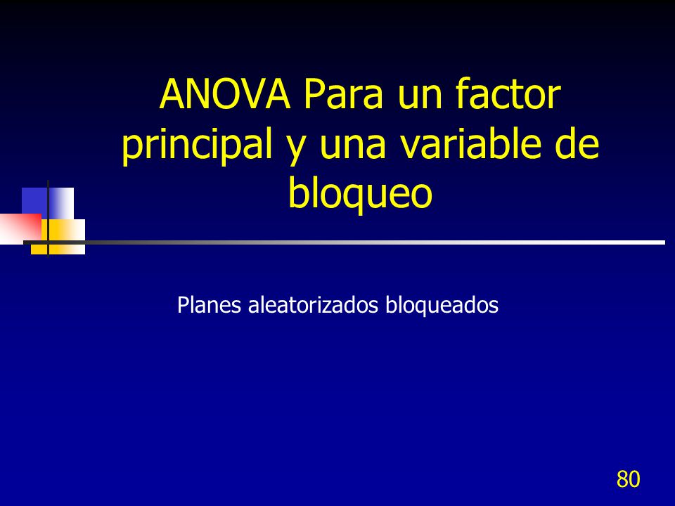 ANOVA Para un factor principal y una variable de bloqueo