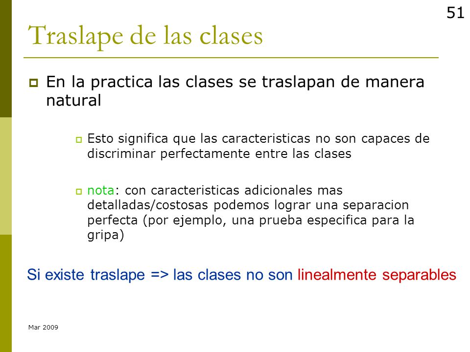 10/04/2017 Traslape de las clases. En la practica las clases se traslapan de manera natural.