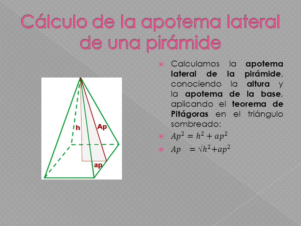 Cálculo de la apotema lateral de una pirámide