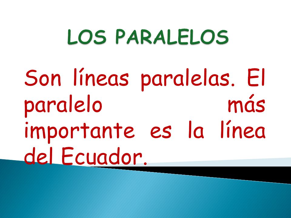 LOS PARALELOS Son líneas paralelas. El paralelo más importante es la línea del Ecuador.