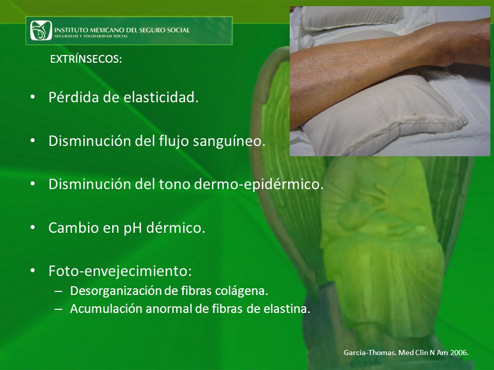 Pérdida de elasticidad. Disminución del flujo sanguíneo.