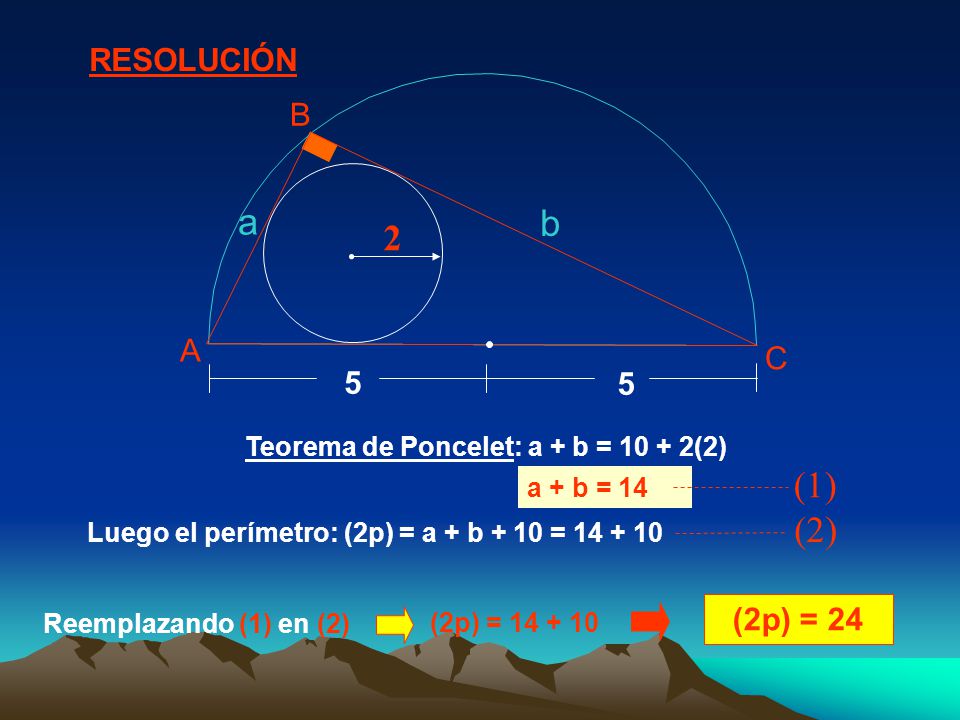 a b 2 (1) (2) RESOLUCIÓN B A C 5 (2p) = 24