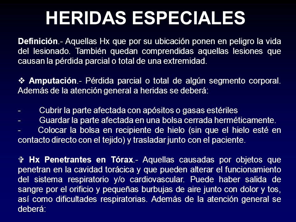 HERIDAS ESPECIALES