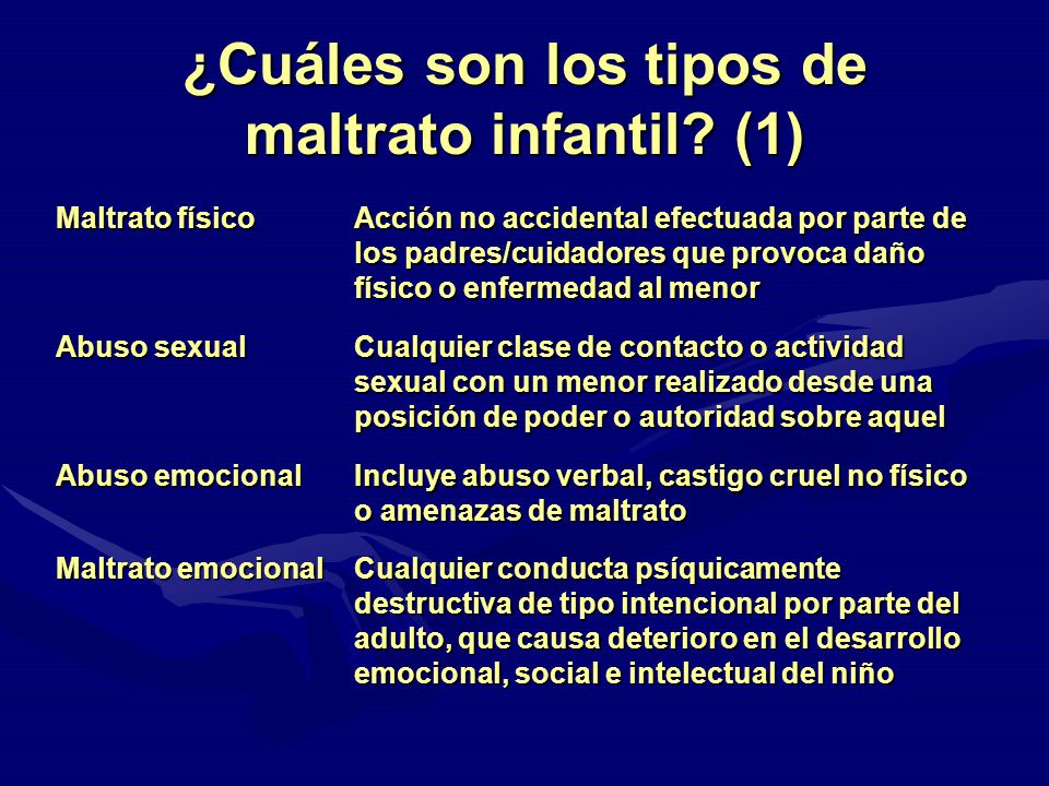 ¿Cuáles son los tipos de maltrato infantil (1)