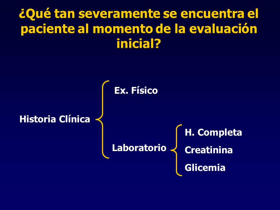 ¿Qué tan severamente se encuentra el paciente al momento de la evaluación inicial