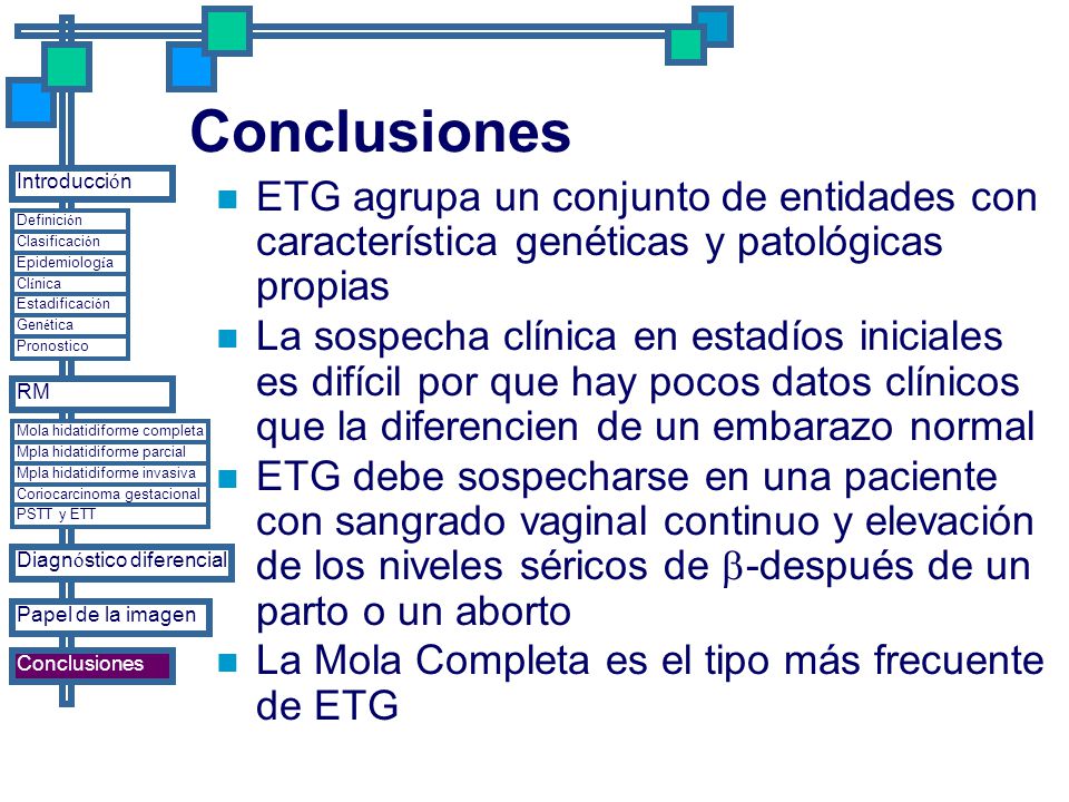 Conclusiones Introducción. ETG agrupa un conjunto de entidades con característica genéticas y patológicas propias.