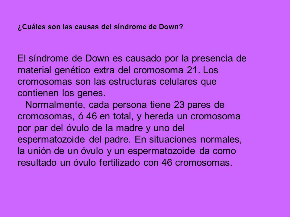 ¿Cuáles son las causas del síndrome de Down