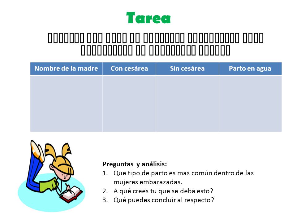 Tarea Elabora una hoja de registro utilizando como sugerencia el siguiente modelo. Nombre de la madre.