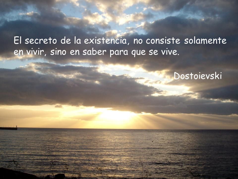 El secreto de la existencia, no consiste solamente en vivir, sino en saber para que se vive.