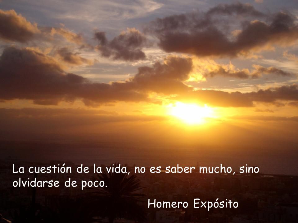 La cuestión de la vida, no es saber mucho, sino olvidarse de poco.