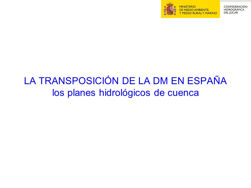 LA TRANSPOSICIÓN DE LA DM EN ESPAÑA los planes hidrológicos de cuenca