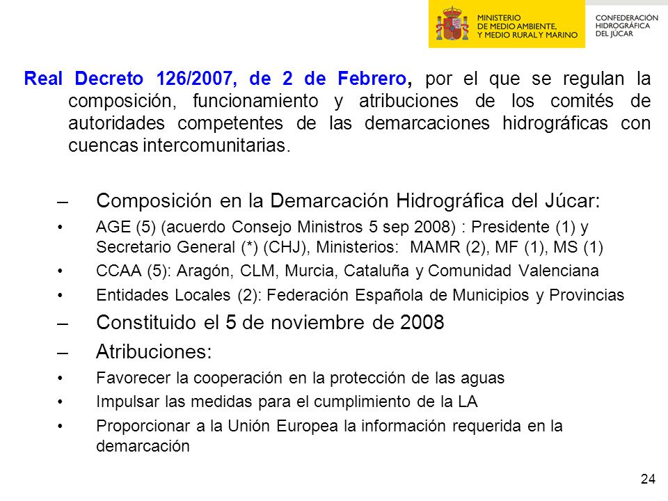 Composición en la Demarcación Hidrográfica del Júcar: