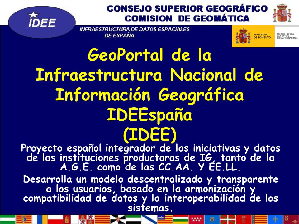GeoPortal de la Infraestructura Nacional de Información Geográfica IDEEspaña (IDEE)