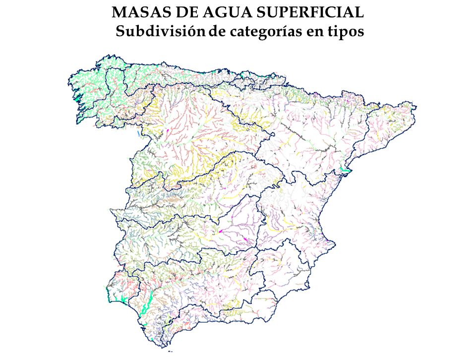 MASAS DE AGUA SUPERFICIAL Subdivisión de categorías en tipos