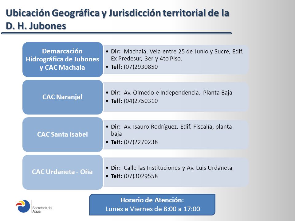 Demarcación Hidrográfica de Jubones y CAC Machala